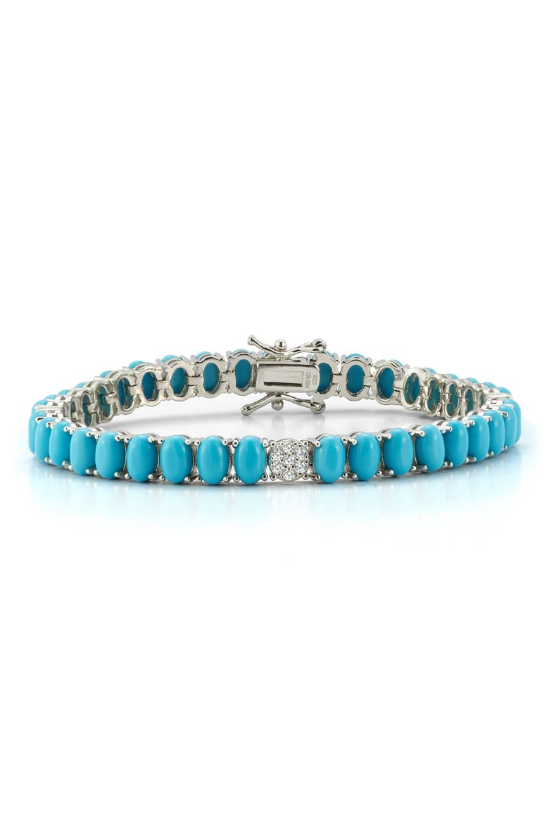 5.5mm Turquoise Tennis Bracelet, Main, color, SILVER
