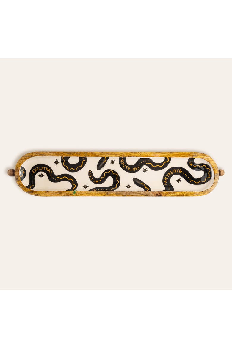Lakri Oval Mango Tree Tray Curated Decor, Main, color, Black