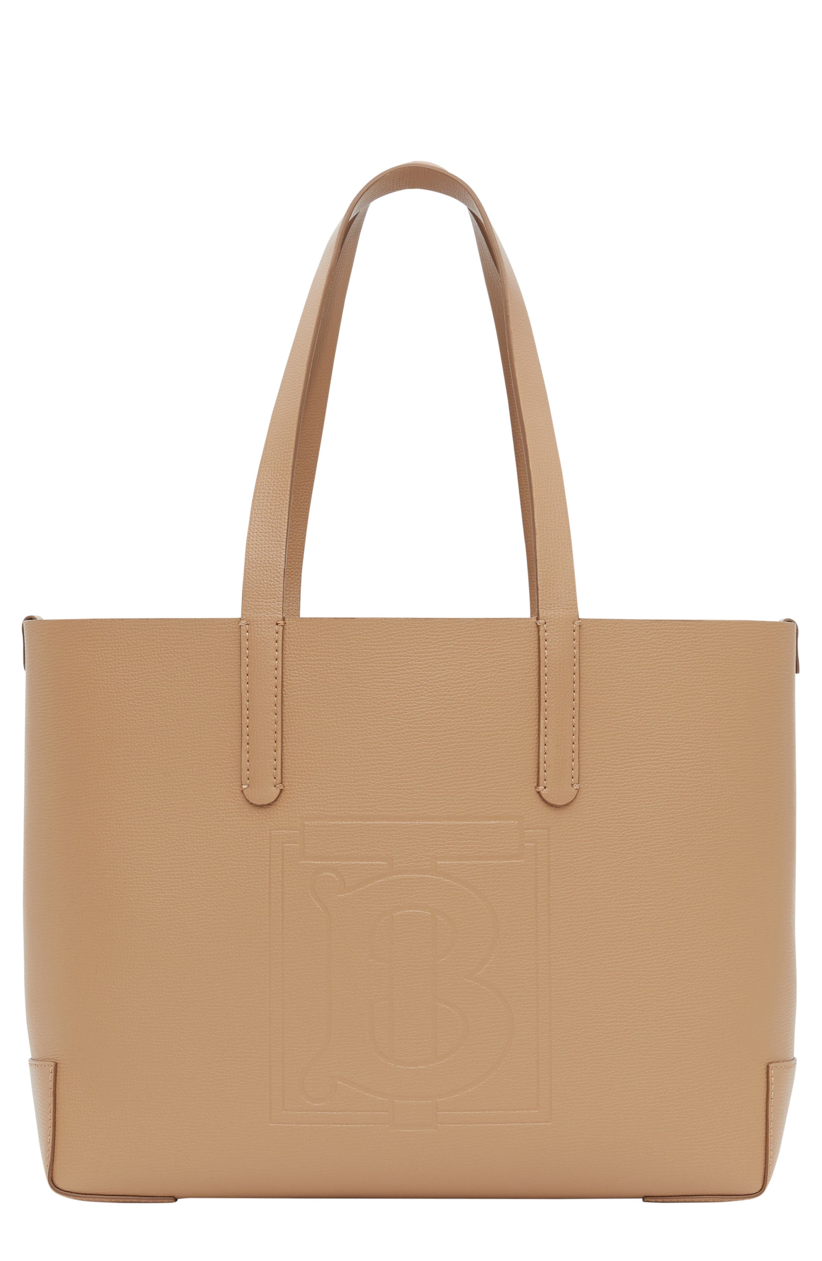 Burberry Embossed Monogram Leather Tote, Main, color, 