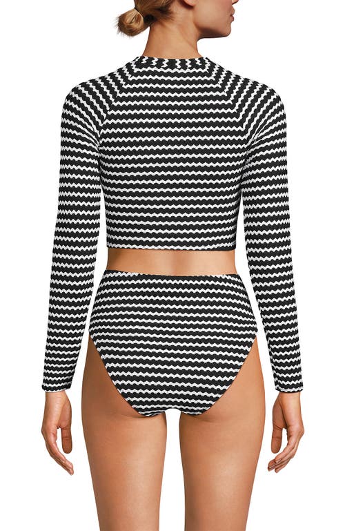 Lands' End Crochet Long Sleeve Bikini Top And High Waisted Bottoms Swimsuit Set