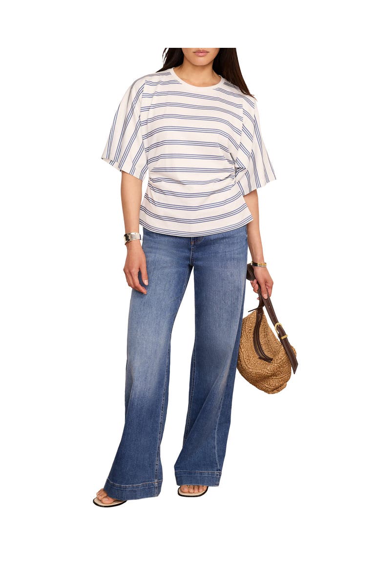 Cotton Stripe Batwing T-Shirt, Main, color, Blue
