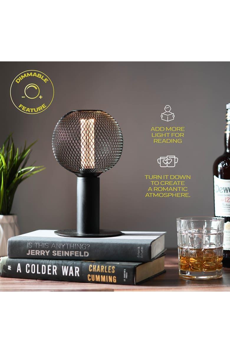 Next Glow LED Decorative Light Bulb, Vintage Black Metal Cage Edison Light, Alternate, color, Black Round