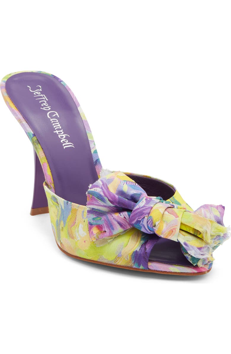 Jeffrey Campbell First Kiss Peep Toe Slide Sandal, Main, color, Purple Multi Floral