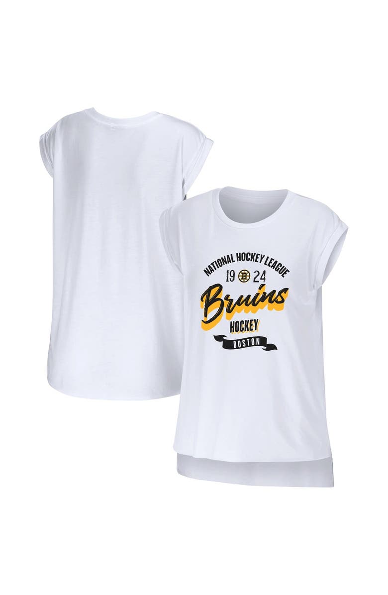 WEAR by Erin Andrews Women's WEAR by Erin Andrews White Boston Bruins Domestic Tank Top, Alternate, color, 