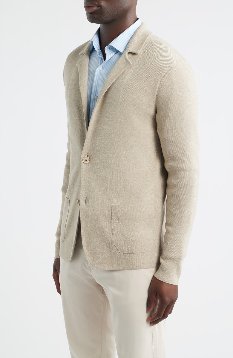 Peter Millar Crown Crafted Beau Merino Wool & Linen Cardigan, Alternate, color, Truffle