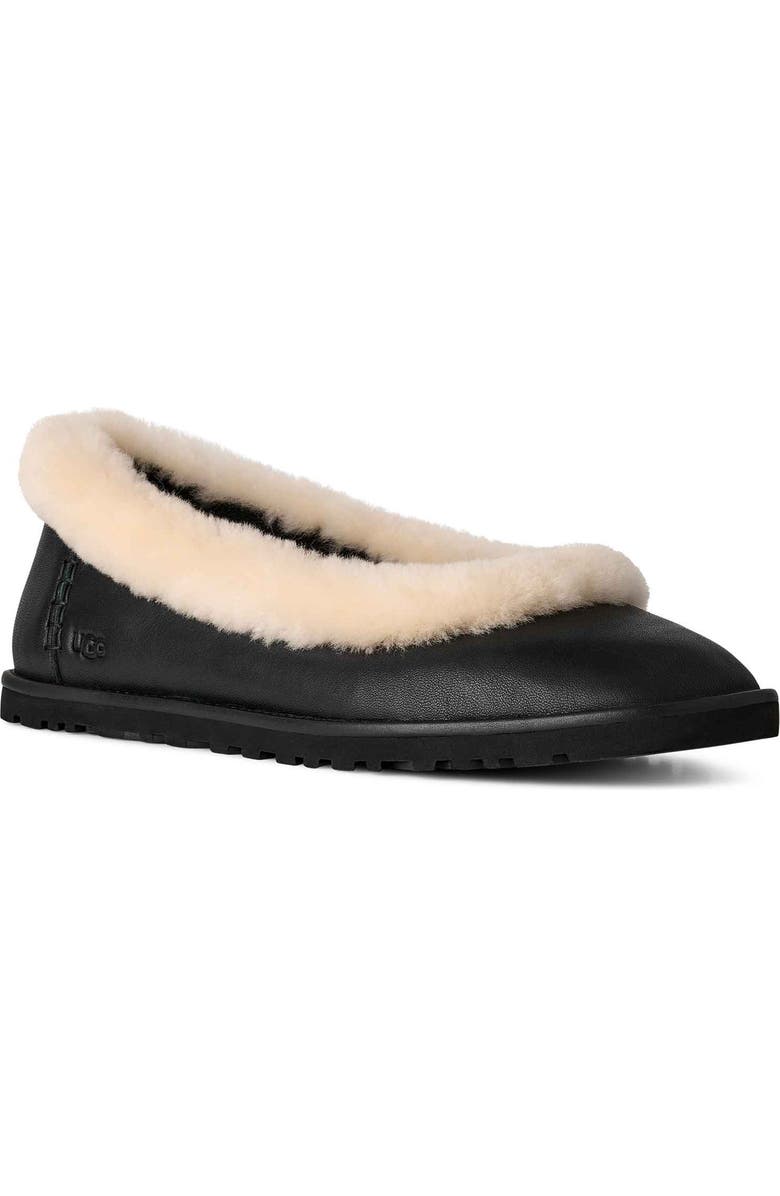 UGG<sup>®</sup> Zora Genuine Shearling Trim Ballet Flat, Main, color,