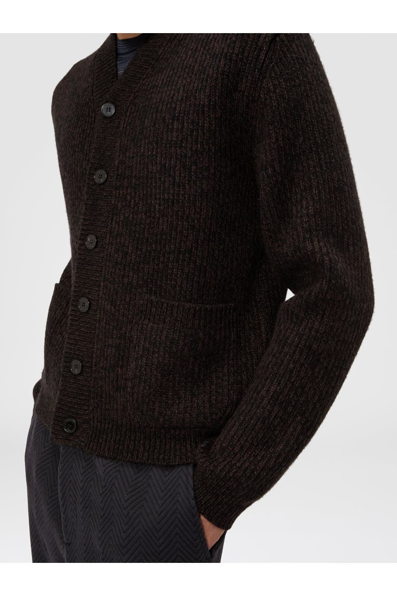 Wool And Viscose Mélange Cardigan, Alternate, color, Brown