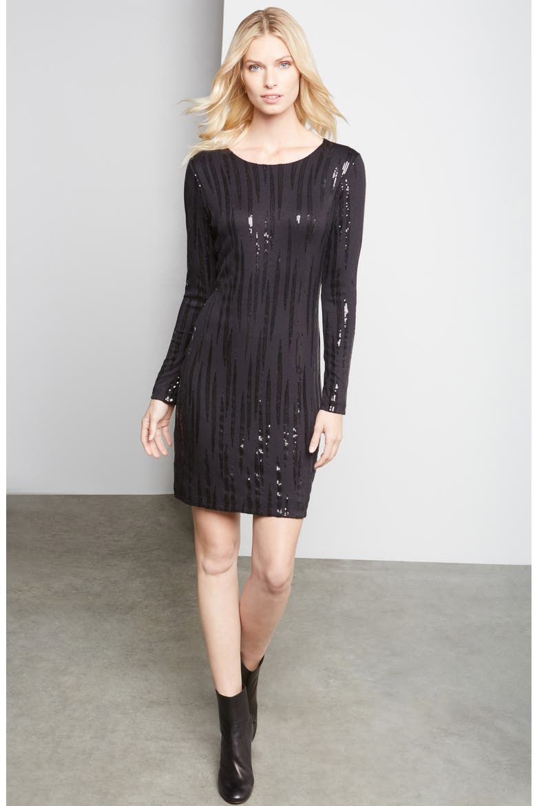 Sequin Sheath Dress, Alternate, color, BLACK