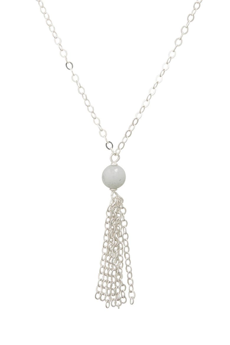 'Love Gem' Tassel Chain Pendant Necklace, Alternate, color, AMAZONITE/ SILVER