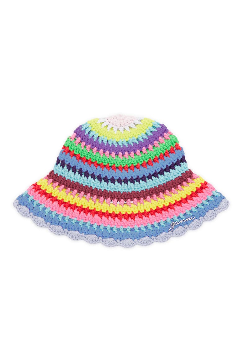 Crochet Striped Bucket Hat, Main, color, MULTICOLOUR