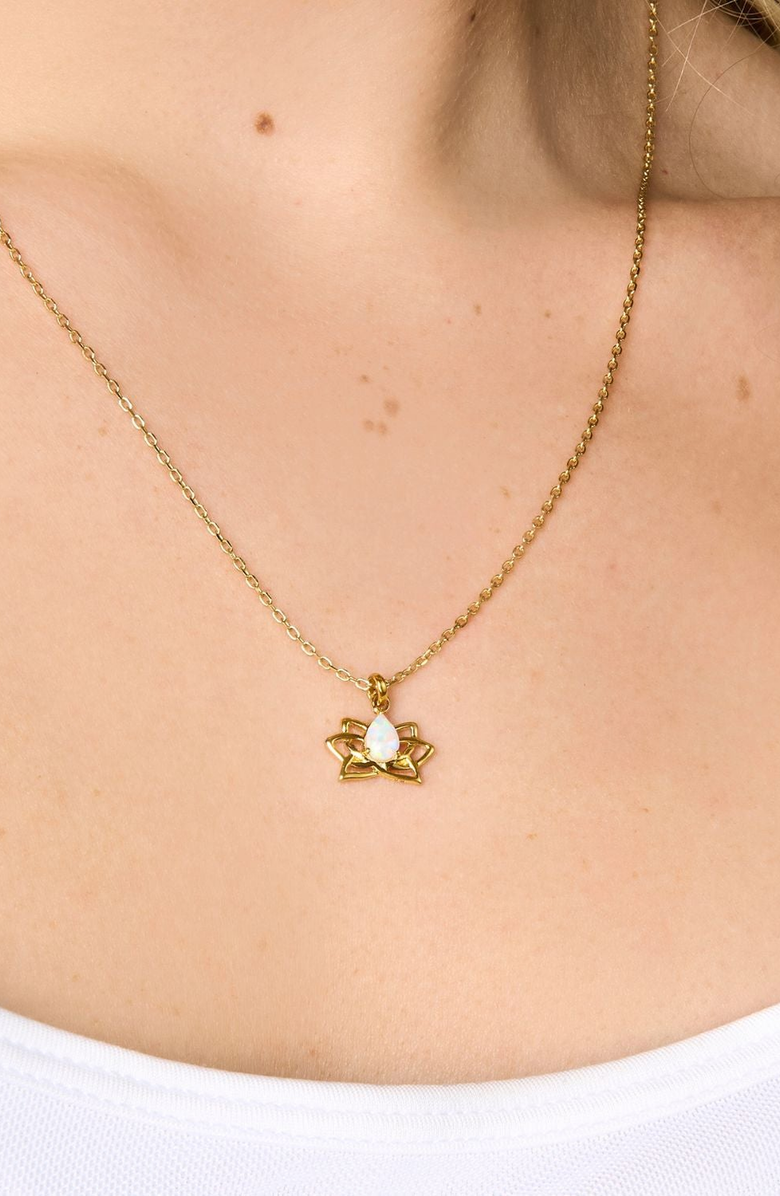 Little Sky Stone Lotus Opal Charm Necklace, Alternate, color, Gold With Opal