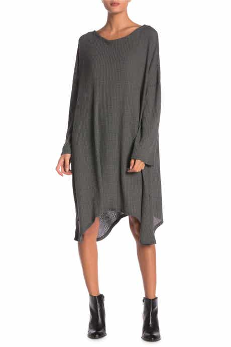 GO COUTURE Long Sleeve Oversized Sharkbite Dress