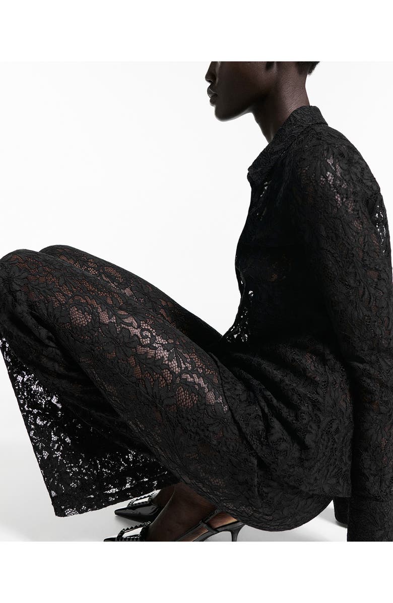 MANGO Sheer Lace Wide Leg Pants, Alternate, color,