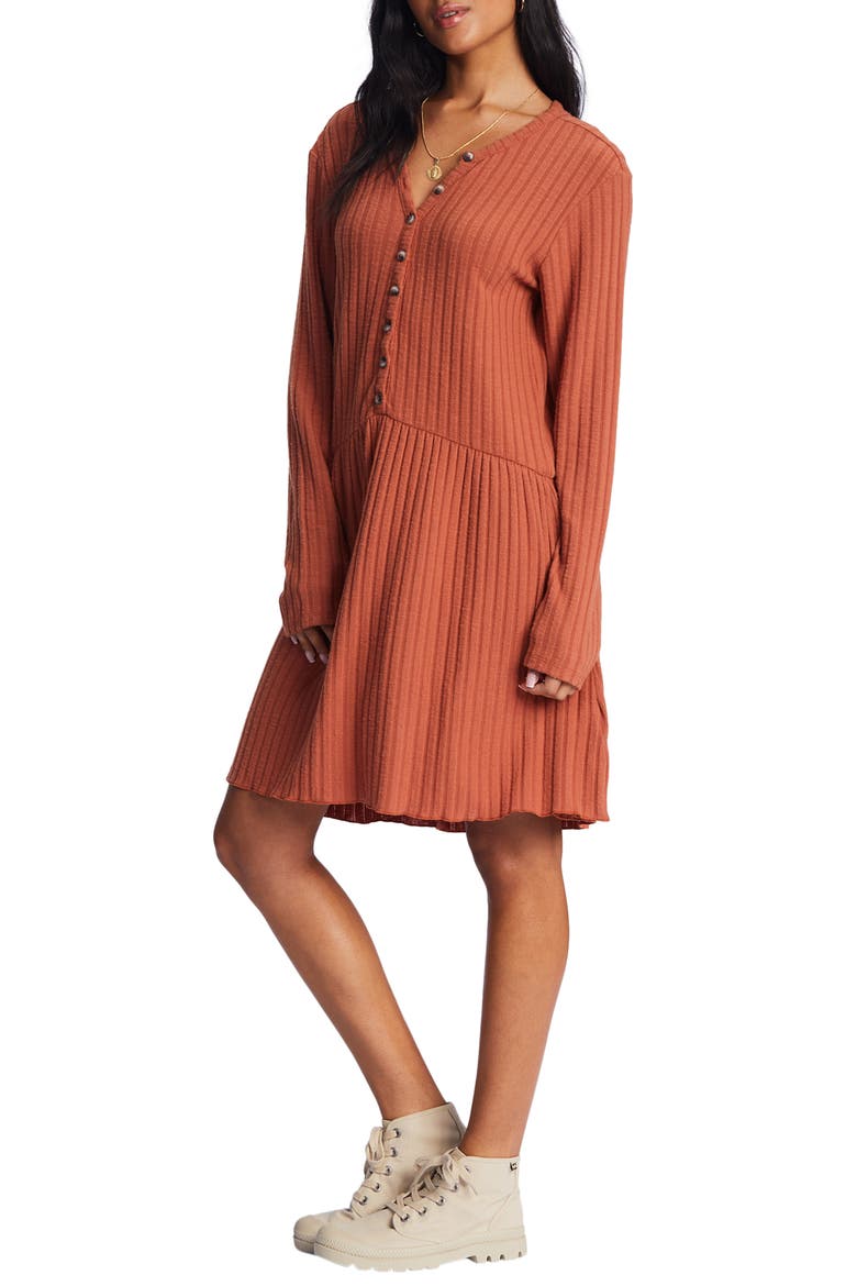 Always Lounging Long Sleeve Rib Dress, Main, color, SWEET CHOCOLATE