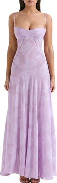 HOUSE OF CB Seren Blush Sheer Lace-Up Back Gown