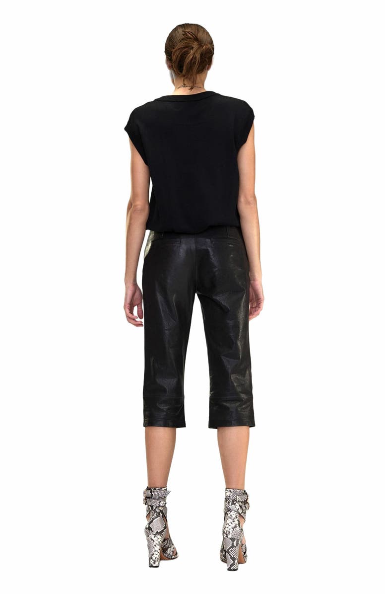 Cynthia Rowley LEATHER CAPRIS, Alternate, color, Black