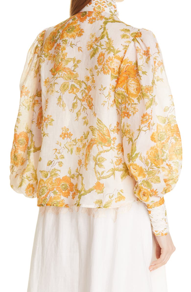 ALEMAIS Songbird Print Balloon Sleeve Blouse, Alternate, color,