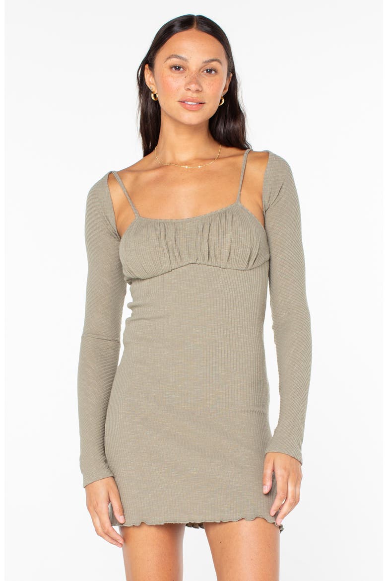 Twin Flame Minidress & Shrug Set, Alternate, color, VETIVER