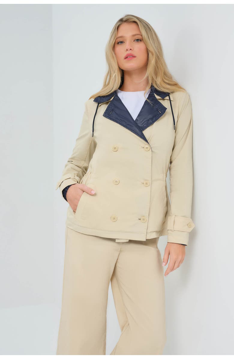 Anatomie Lexie Performance Cotton & Nylon Reversible Trench Jacket, Main, color, Wheat/Navy