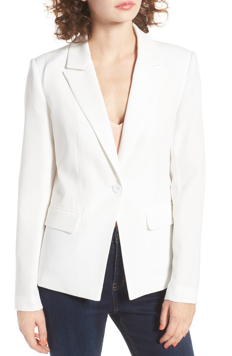 Mural Structured Blazer, Alternate, color, White