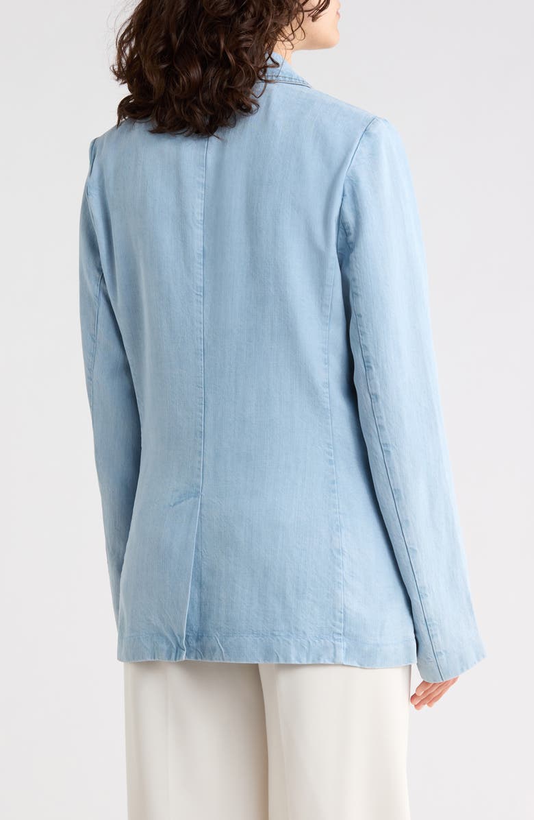 T Tahari Single Button Chambray Blazer, Alternate, color, Light Wash