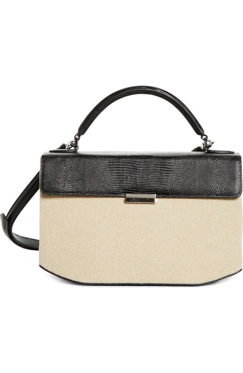TOTEME Clip Canvas & Lizard Embossed Leather Top Handle Bag, Main, color,