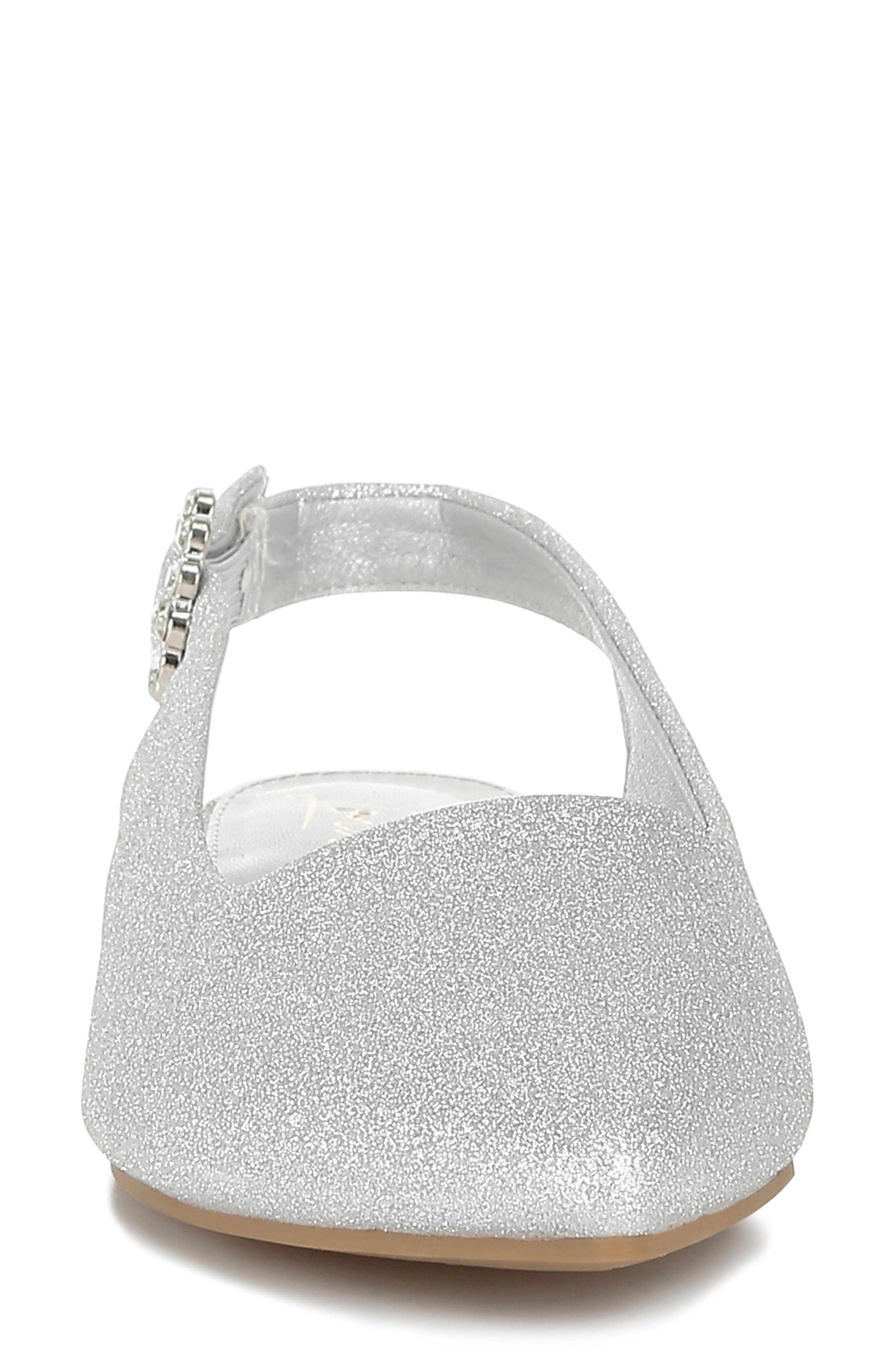 LONDON RAG Giora Jewel Buckle Slingback Flat, Alternate, color, Silver
