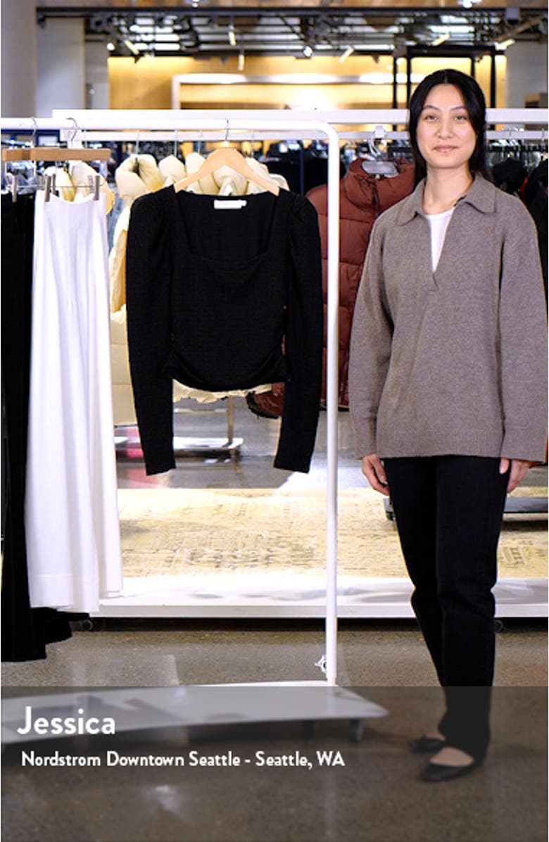 Puff Shoulder Textured Knit Crop Top, sales video thumbnail