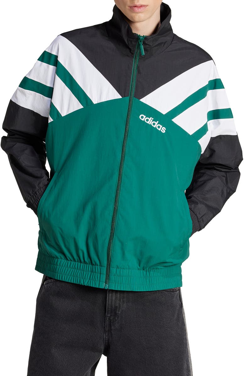adidas Recycled Polyamide Track Jacket, Main, color, Collegiate Green/ Black