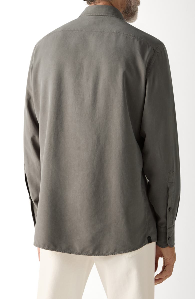 ZEGNA Silk Shirt, Alternate, color, Dark Taupe