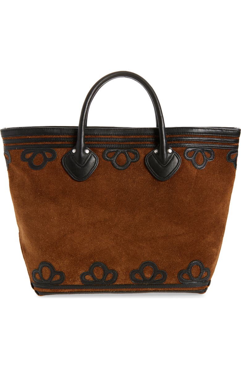 Bode Trefoil Suede Tote, Main, color,