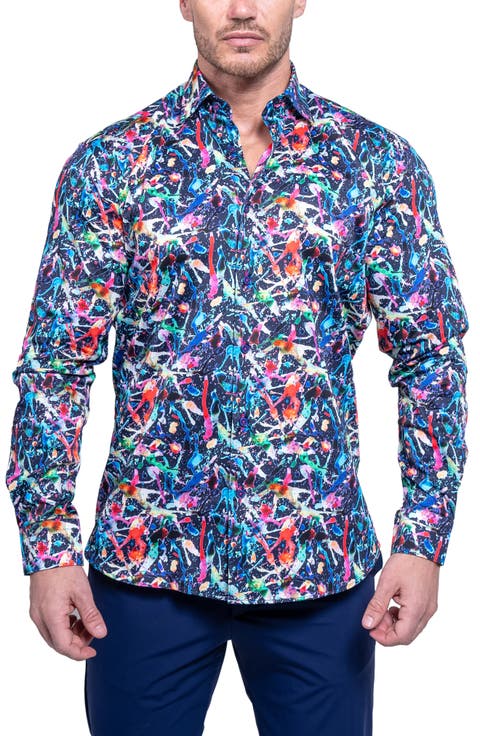 Fibonacci Resistance Black Contemporary Fit Cotton Button-Up Shirt