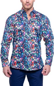 Maceoo Fibonacci Resistance Black Contemporary Fit Cotton Button-Up Shirt