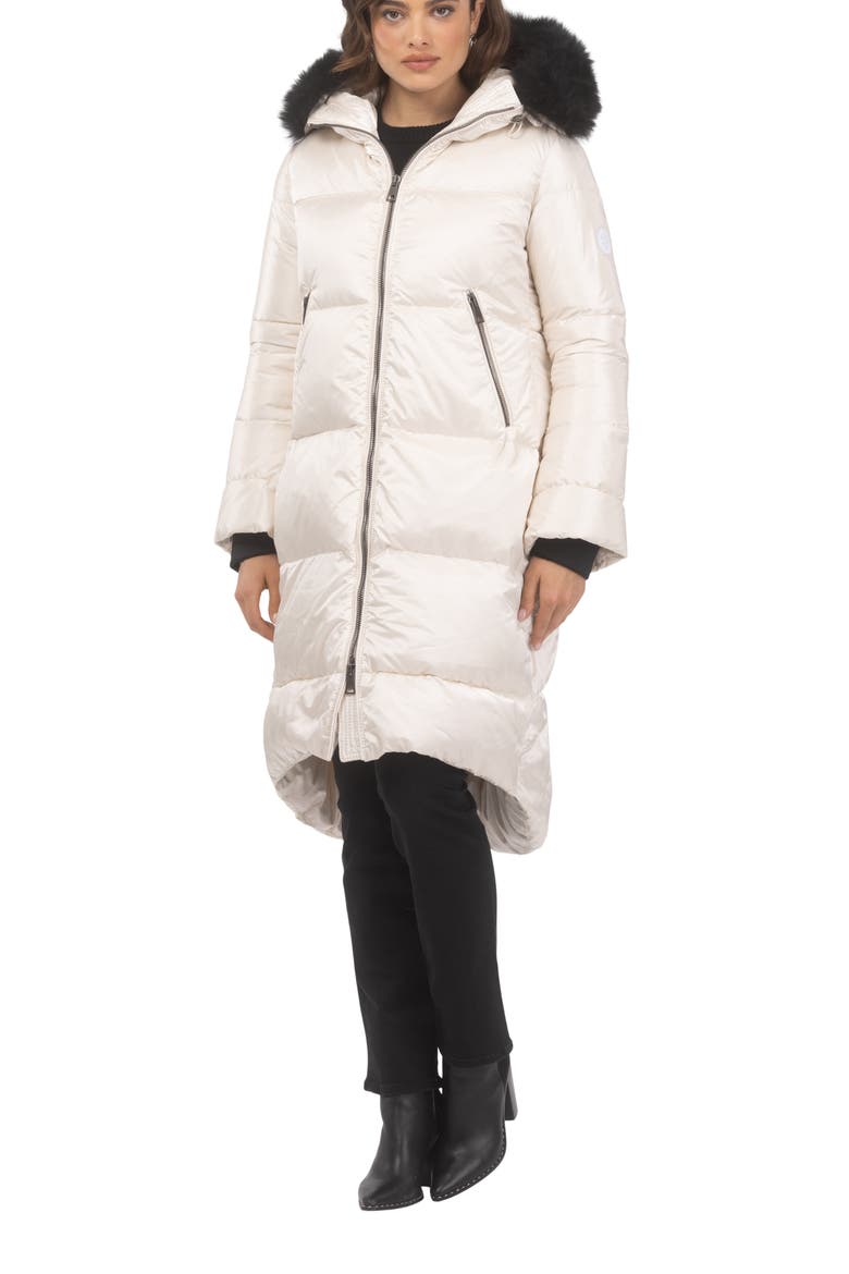 Apres-Ski Long Coat With Detachable Trim, Alternate, color, CHAMPAGNE/BLACK