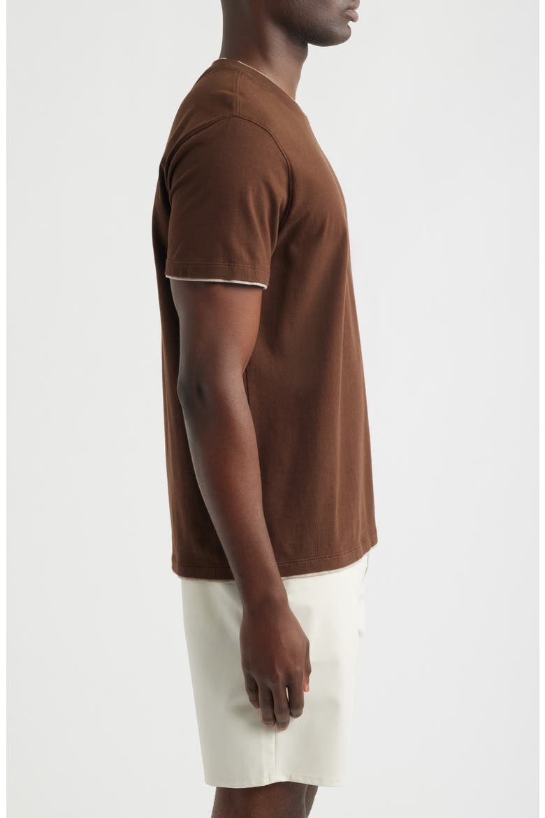 Como Double Layer Crewneck T-Shirt, Alternate, color, OAK BARREL/DRY DUST
