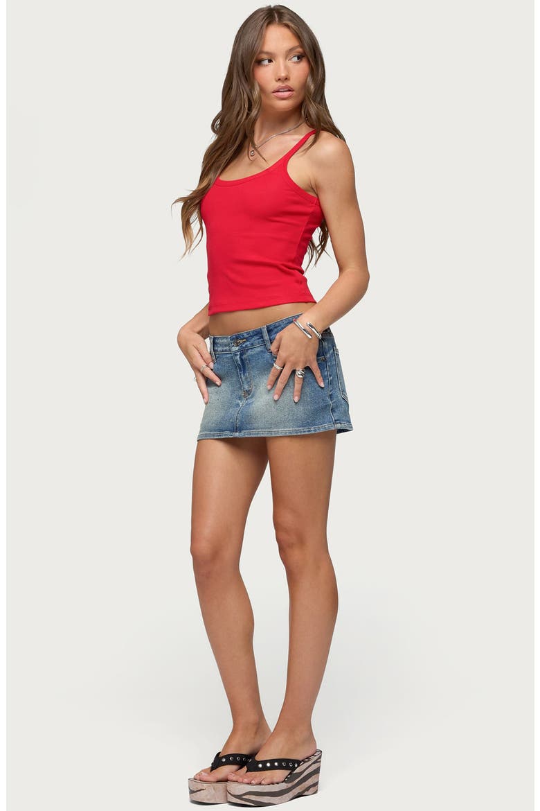 Seffie Low Rise Denim Skirt, Alternate, color, BLUE-WASHED