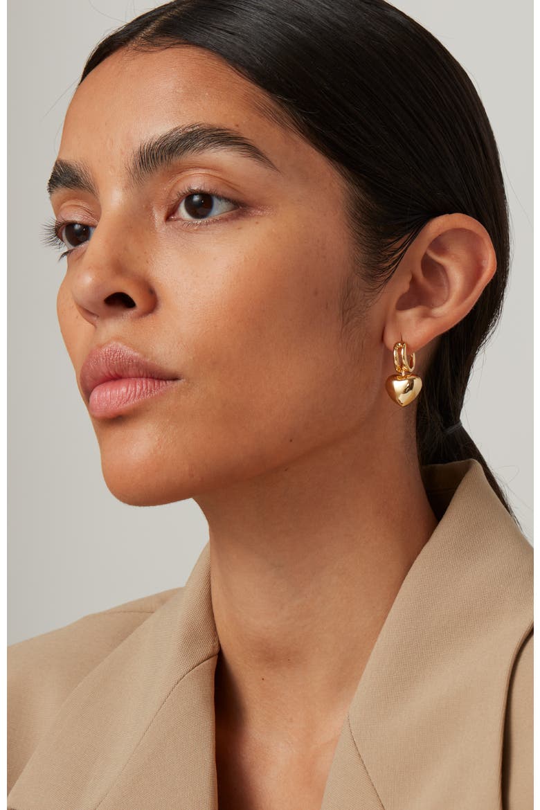 Puffy Heart Drop Earrings, Alternate, color, HIGH POLISH GOLD