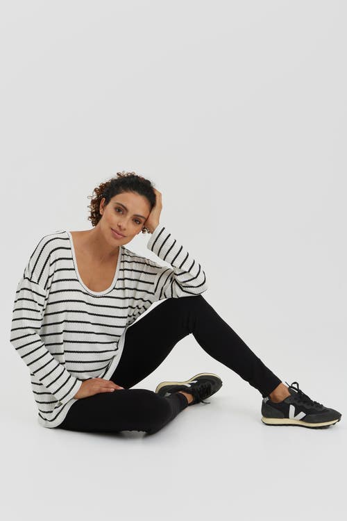 Nom Maternity Cannes Stripe Maternity Sweater In White