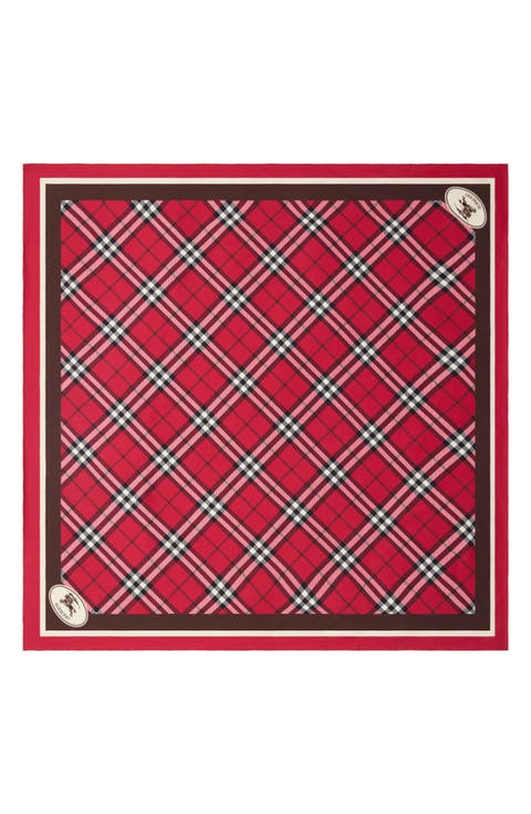 Medium Check EKD Stamp Square Silk Twill Scarf