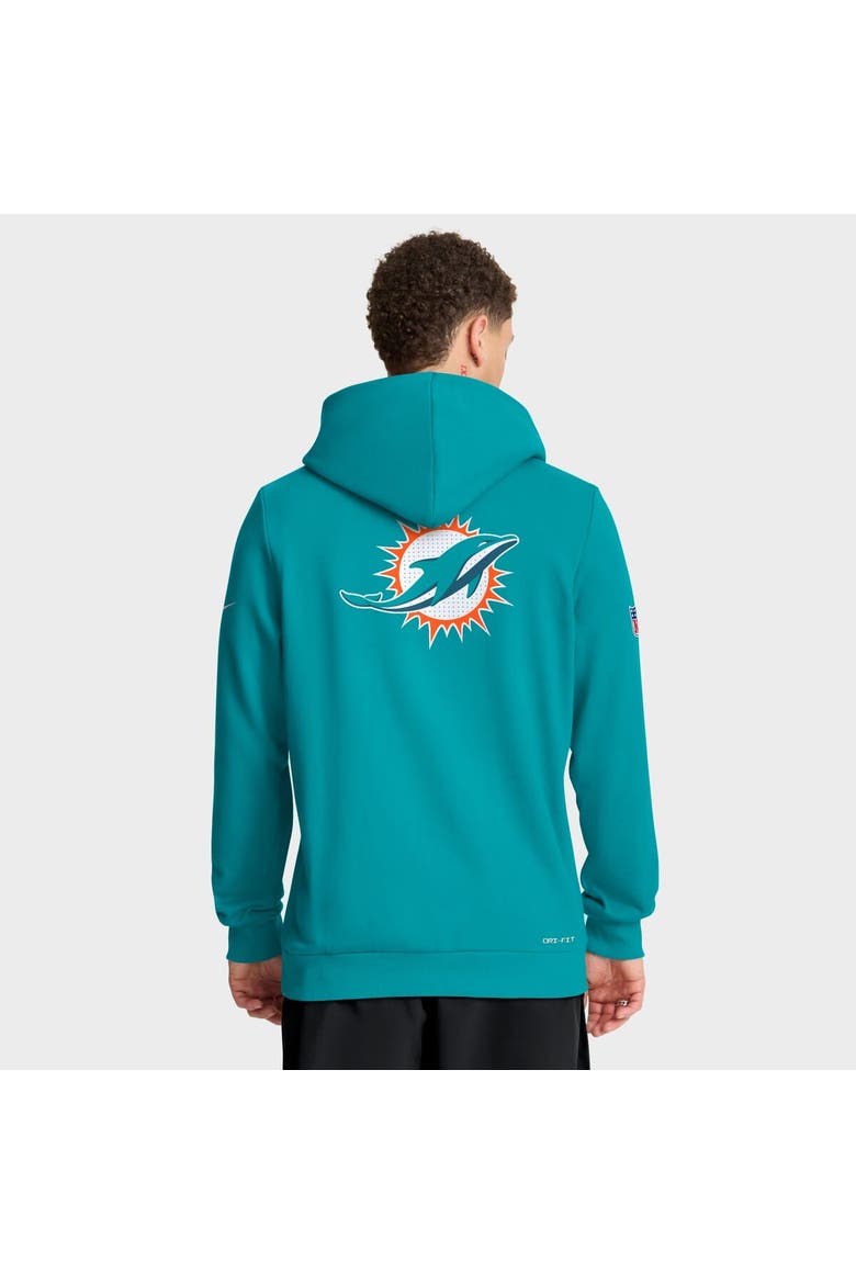 Men's Nike Aqua Miami Dolphins Sideline Standard Issue Utility Player Dri-FIT Full-Zip Hoodie, Alternate, color, Aqua
