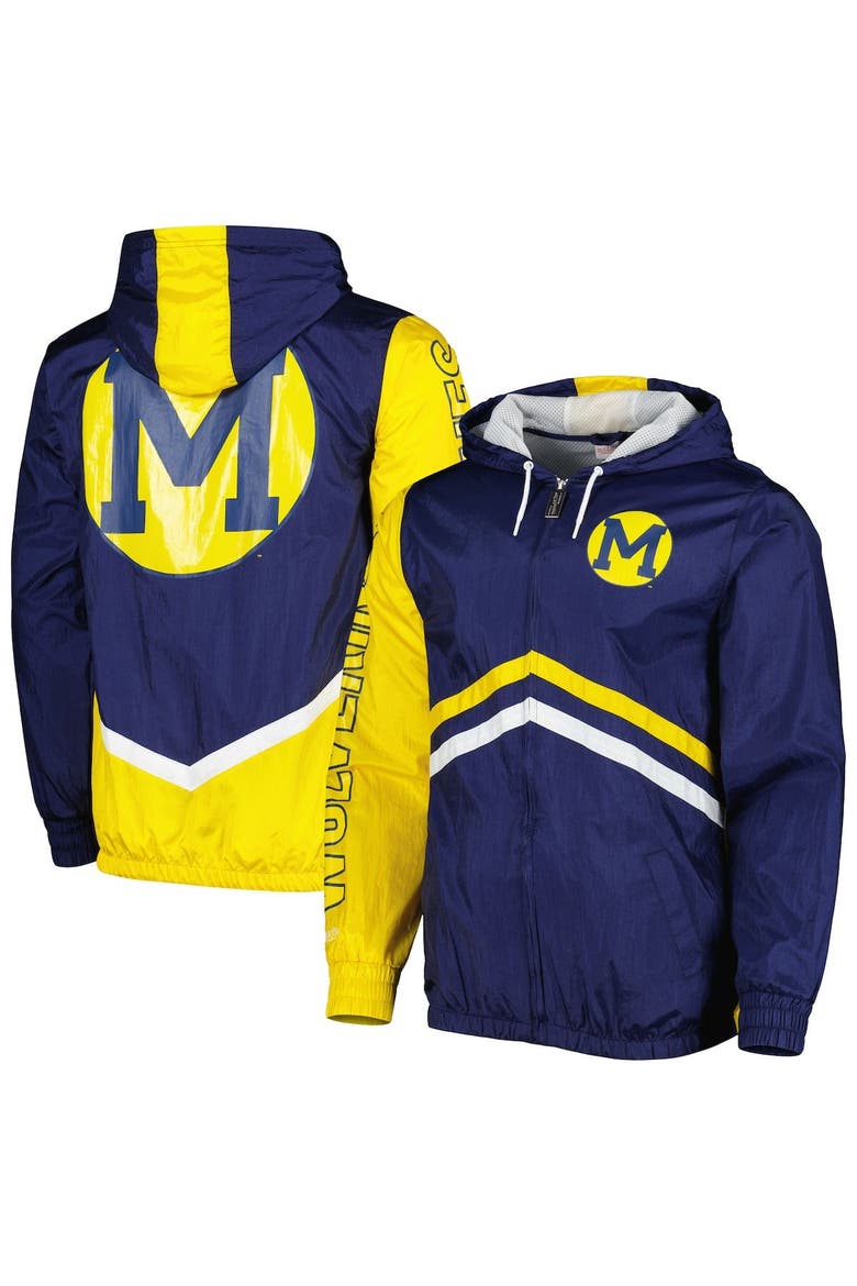 Men's Mitchell & Ness Navy Michigan Wolverines Undeniable Full-Zip Windbreaker Jacket, Main, color, Navy