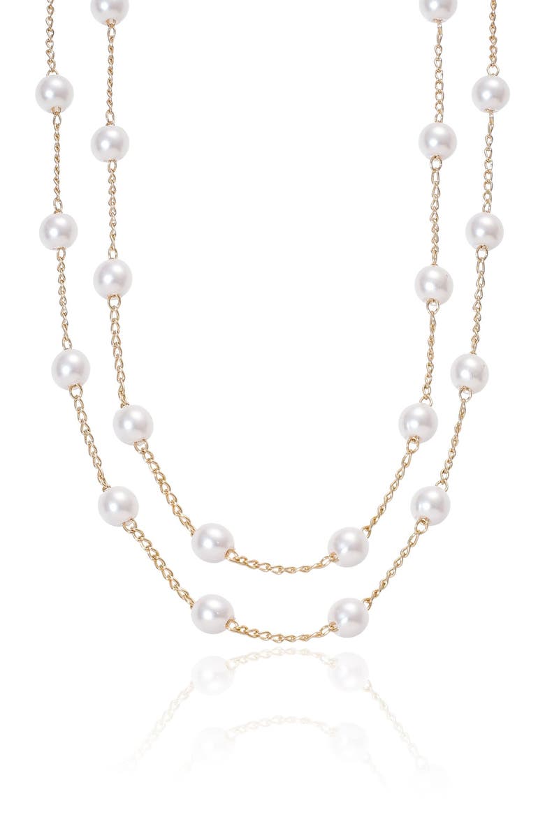 Everyday Faux Pearl Necklace, Main, color, GOLD
