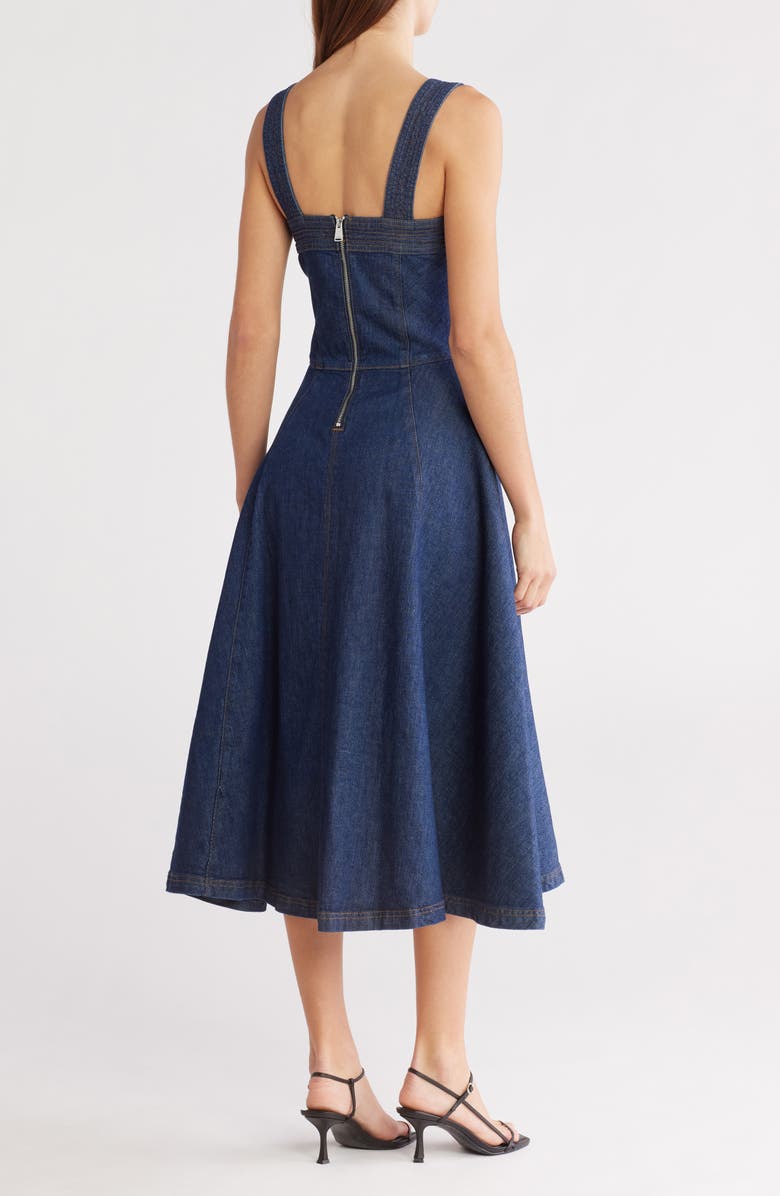 Simkhai Cici Bustier Denim Midi Dress, Alternate, color, 