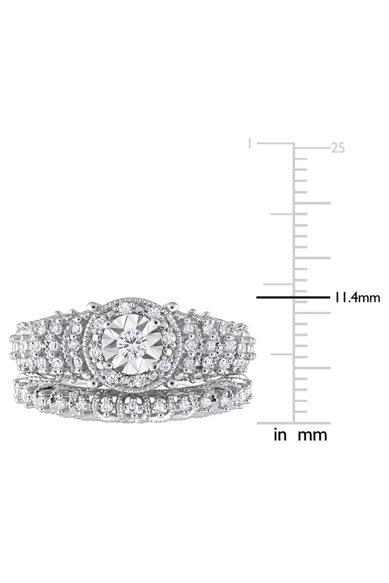 Diamond Halo 2-Piece Bridal Ring Set, Alternate, color, Sterling Silver