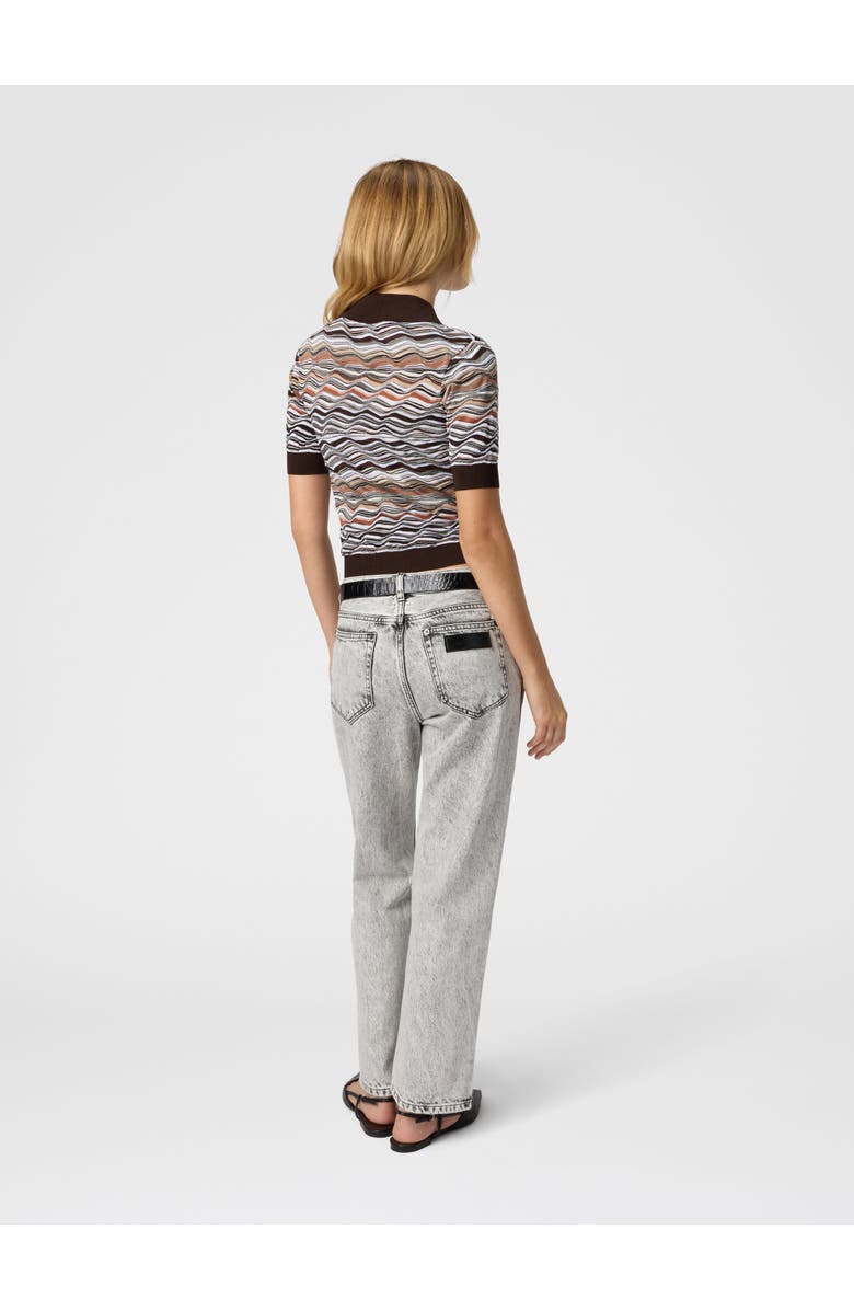 Missoni Short Sleeve Polo With Wave Pattern, Alternate, color, Beige & Brown