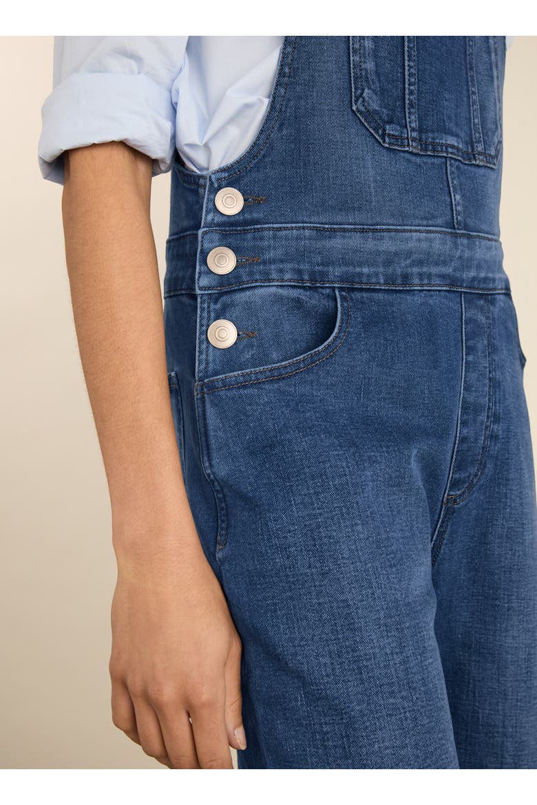 Joanna Stretch Wide Leg Dungarees, Alternate, color, Washed Indigo