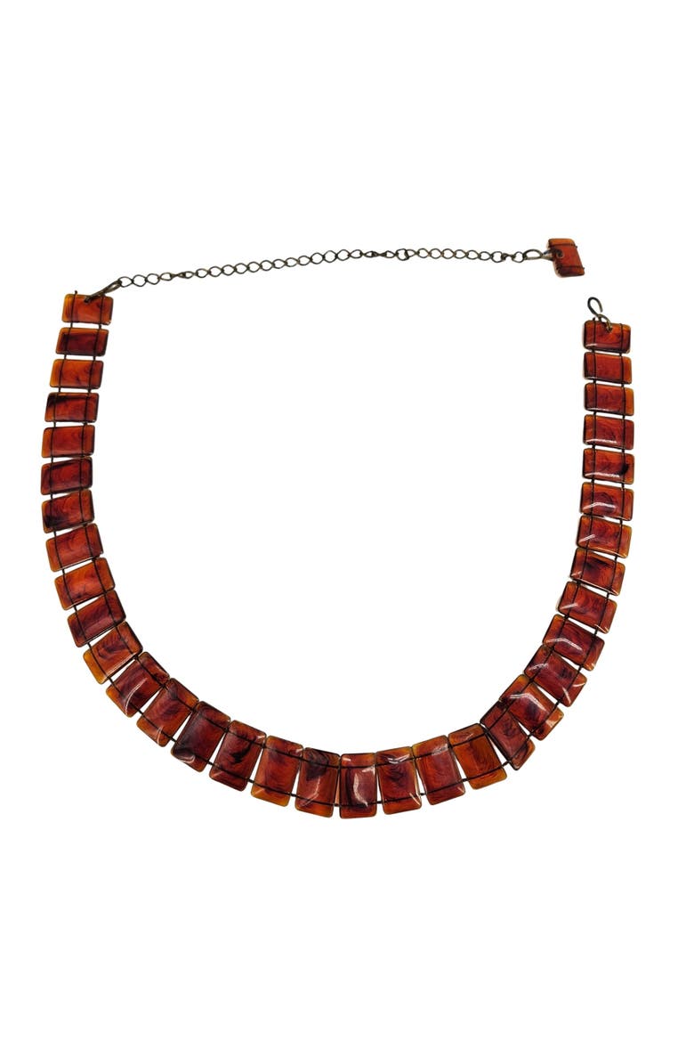 Vintage 1970's Tortoise Shell Celluloid Plastic Link Belt, Main, color, Brown