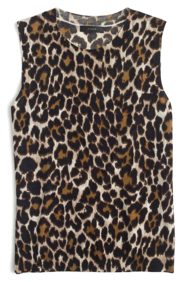 J.CREW FACTORY J.Crew 'Jackie' Leopard Lightweight Wool Sweater Shell, Alternate, color, 