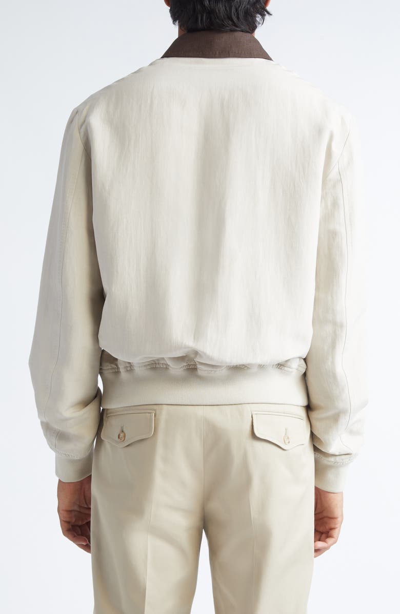 Dolce&Gabbana Logo Embroidered Linen & Silk Jacket, Alternate, color, M0722 Beige Pastello