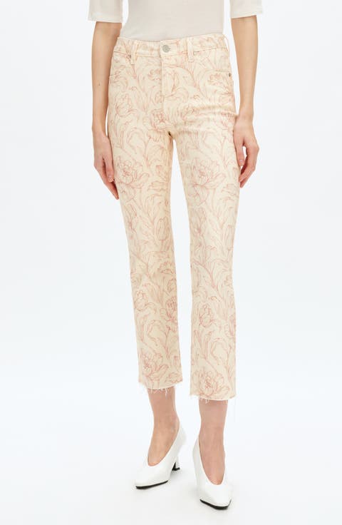 Dublin Floral High Waist Straight Leg Jeans (Blushed Shadows)